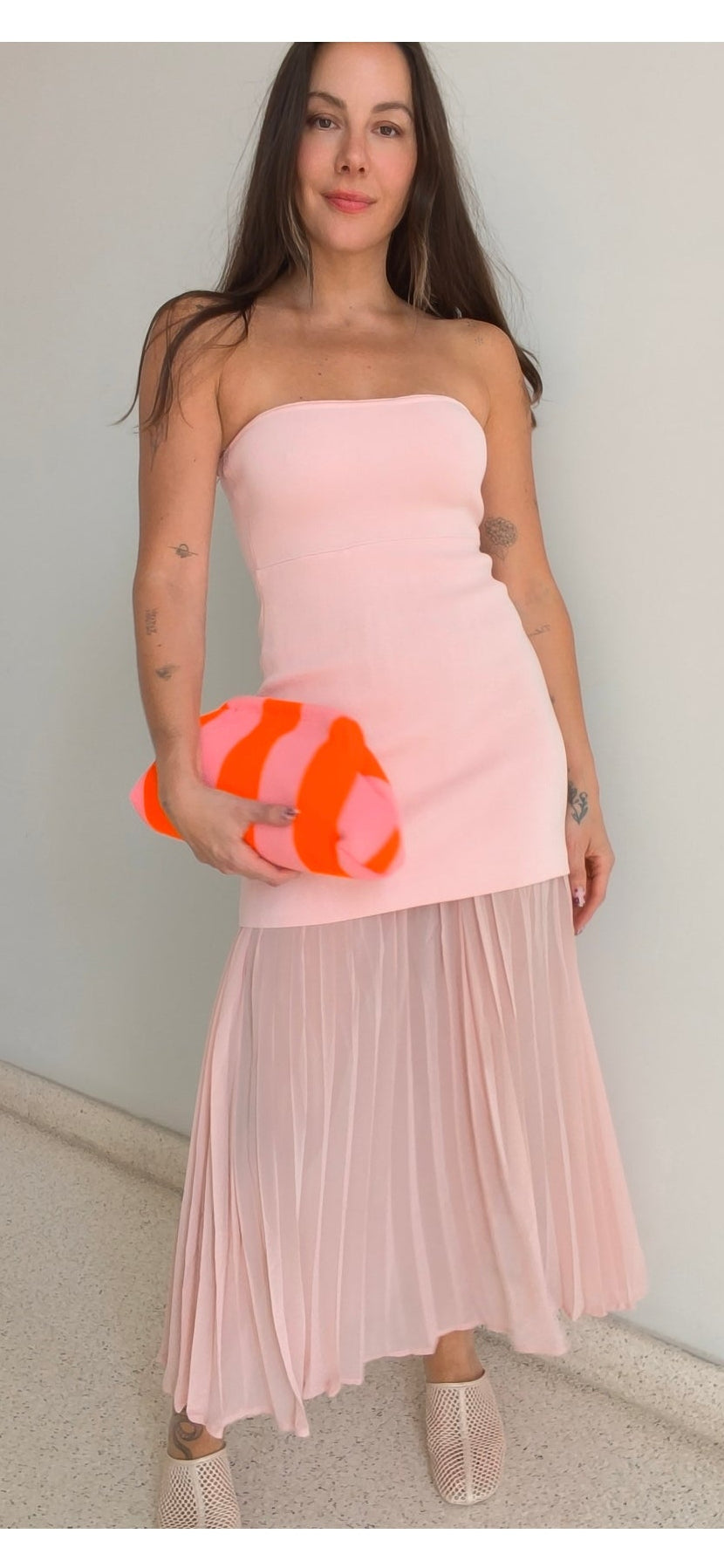 Vestido midi rosa