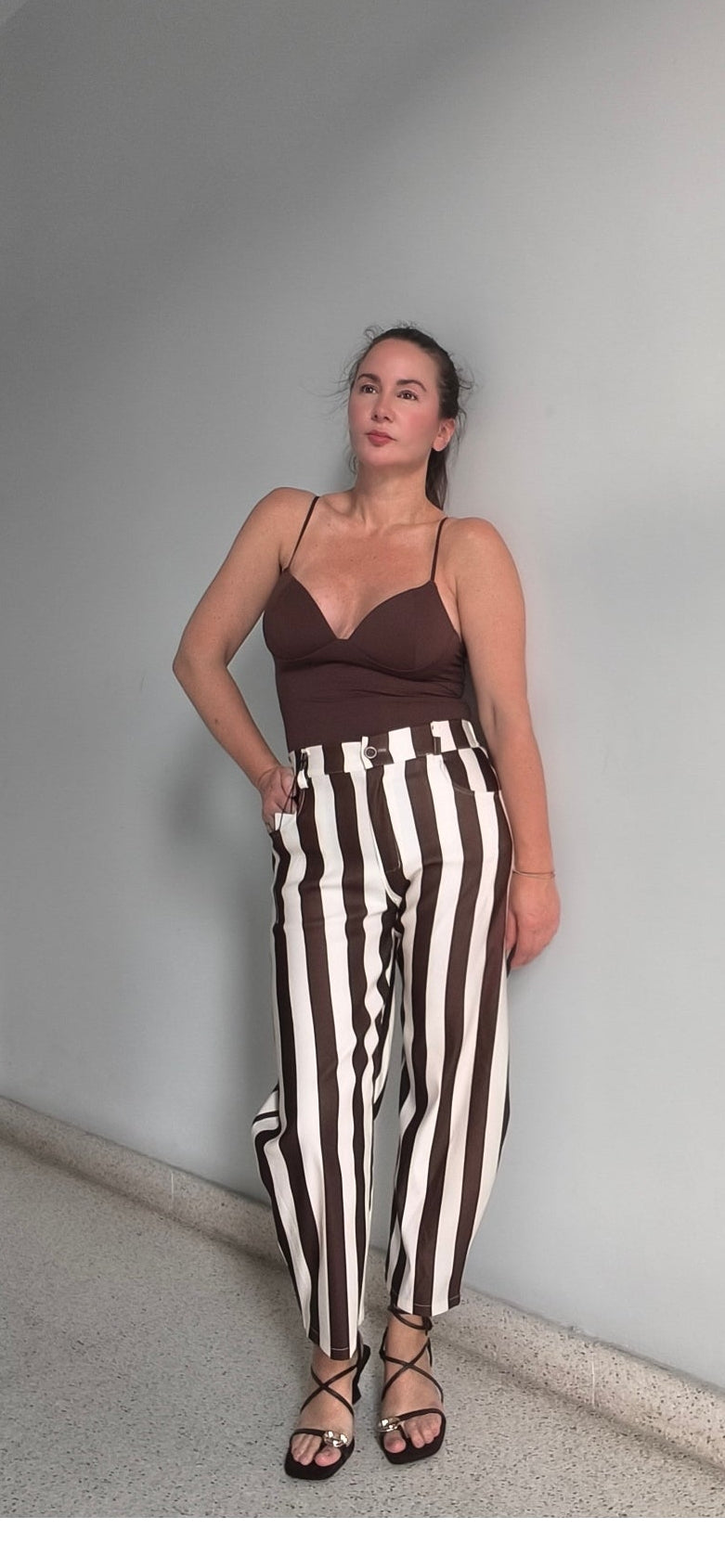 Pantalón rayas choco