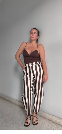 Pantalón rayas choco