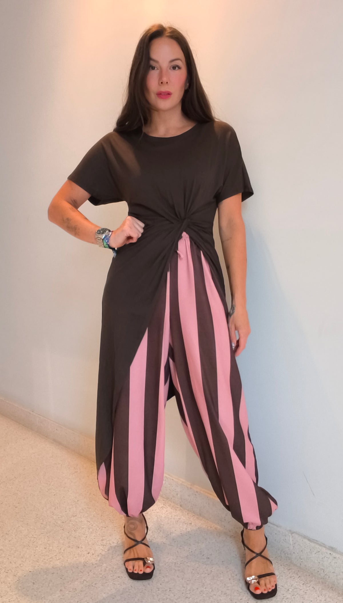 Pantalón bombacho rayas