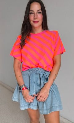 Camiseta rayas flúor