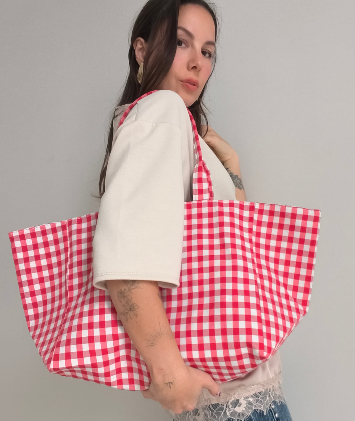 Bolso cuadros rojo