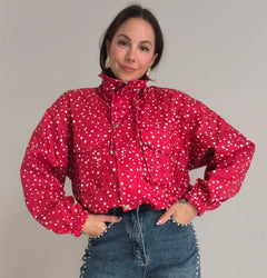 Chaqueta abullonada lunares rojo