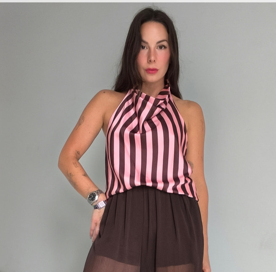 Top halter saten