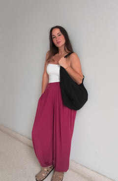 Pantalón bombacho tejido fresco