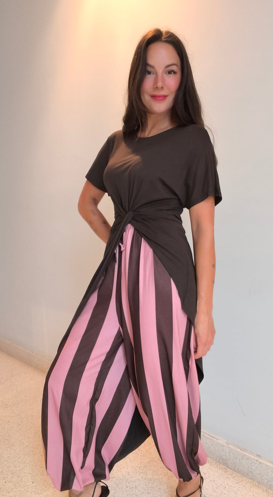 Pantalón bombacho rayas