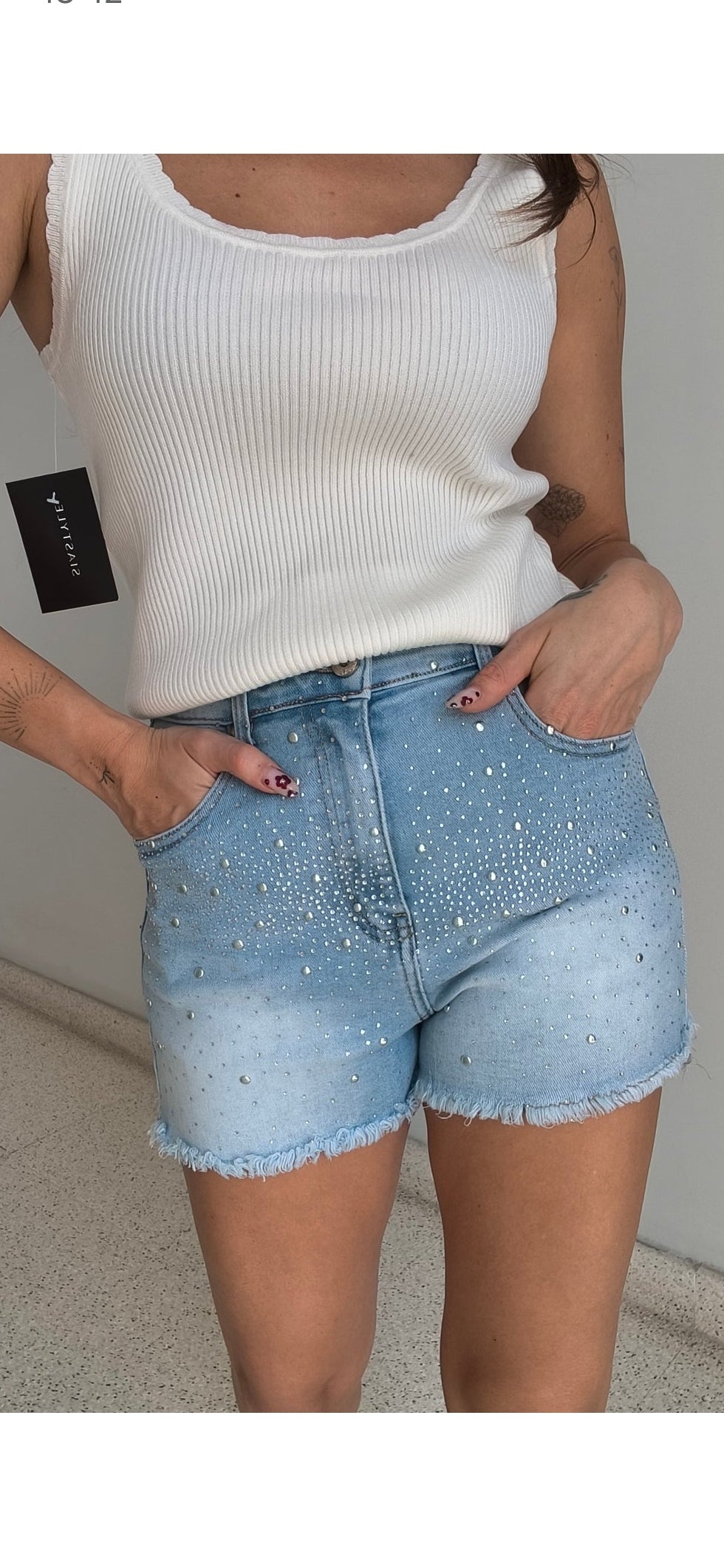 Short denim brillo